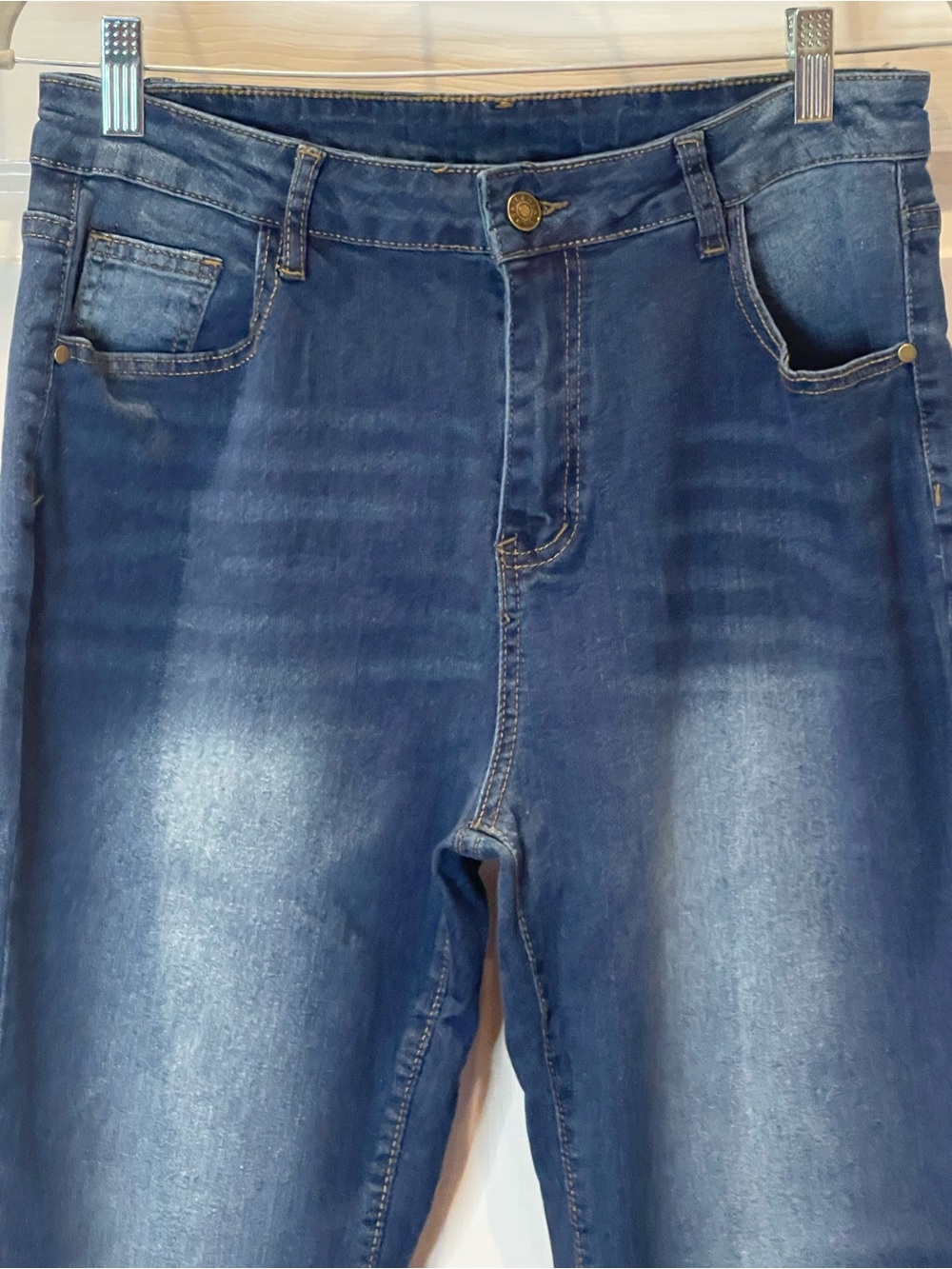 High-Rise Bootcut Women’s Jeans in Dark Blue, Size Large/12 - Picture 6 of 10